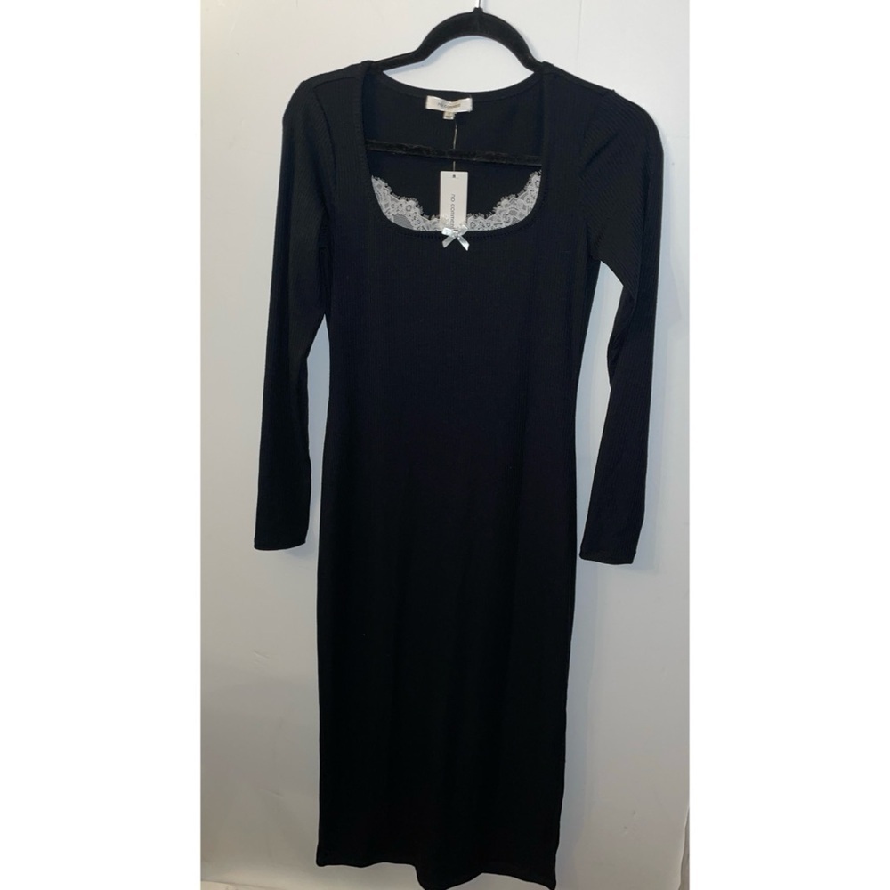 no comment Ribbed Long Sleeve Dress